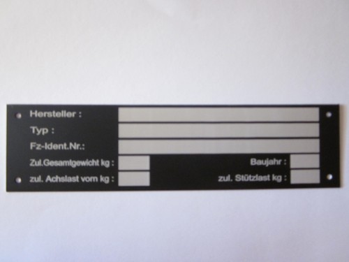 Typenschild anhänger maschine - anhÄnger,
