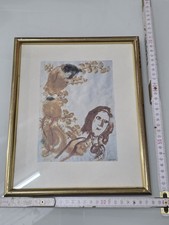 Marc Chagall Lithographie Druck 25cm X 30cm Gerahmt Vintage Goldrahmen
