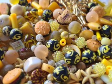 Perlen Mix Mischung Elfe Glasperlen Perlenset Schmuck basteln Bastelset gelb 50g