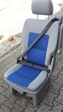 VW T5 T6 Drehsitz, 2. 3. Sitzreihe, Grau/Blau, Stoff m. Armlehne und Kopfstütze 