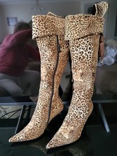 Damen Leoparden Overknee