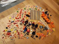Grosses Playmobil Set, Alte Figuren, Baustelle+Feuerwehr