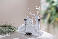 Waldtiere in weiß, Dekofiguren, Hirsch, Eule, Hase, je ca 20x13cm groß, NEU/OVP