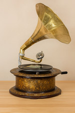 Trichtergrammophon Gold His Masters Voice Grammophon Antik Deko Plattenspieler