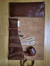 Pfeife / Tabak Raucher Tasche Rolle weich Premium Leder 