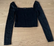 GUESS: SUPER OBERTEIL, HEMD, BLUSE, SHIRT, SPITZE, SCHWARZ, GR. M, NEU