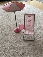 Baby Born Sonnenliege mit Sonnenschirm Pink Glitzer Wie Neu