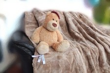 neue Felldecke Pelzdecke 220x200 cm aus geschorenem Kaninchen Asch-Beige neu