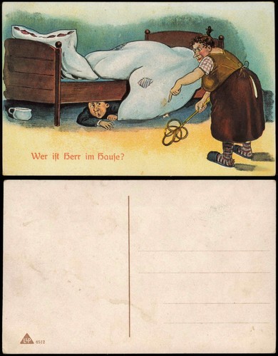 Scherzkarte mann unter bett - unter,