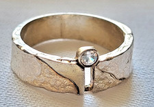 Silberring 925 Sterlingsilber Handarbeit mit gefasstem Stein