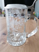 bierkrug mit zinndeckel glas