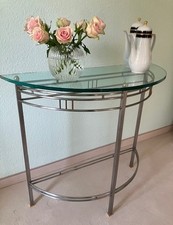 Halbrunder Konsolentisch Metall Glas