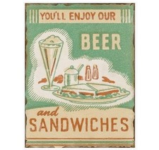 Blechschild - Sandwich & Beer
