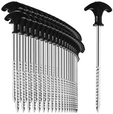 48x Zelt-Heringe aus Stahl - robuste Erdnägel mit Gewinde für Camping