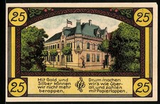 Notgeld Eldagsen 1921, 25 Pfennig, Schloss und Wappen, Gutschein 