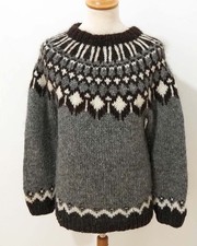 Island Norweger Strick Pullover Grösse S Herren Schurwolle Handarbeit S069