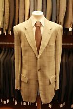 Becon Sakko Leinen Gr.102 beige kariert Zweireiher -S127