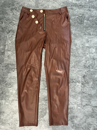 Damen kunstlederhose braun mit - damen,
