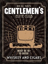 Holzschild 40x30 cm Real men gentlemen´s elite club Deko Schild Deko Geschenk  S