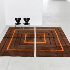 Riesiger 4 x 4m 70er Jahre Teppich aus Schurwolle in braun / orange von Kinast