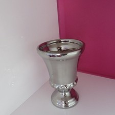 Vase Blumenvase Amphore Dekoartikel Pflanzgefäß Keramik Silberfarben H 17  Ø11cm