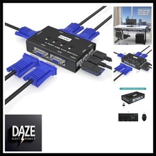 VGA KVM Switch 4 Port VGA KVM Umschalter für Tastatur Maus USB-Lautsprecher i...