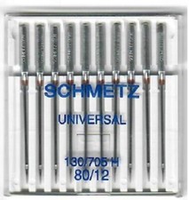 10 Schmetz Nähmaschinen-Nadeln Universal  130/705H  Stärke 80/12 mit Flachkolben