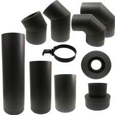 Ofenrohr doppelwandig 150mm schwarz Brandschutz gedämmt isoliert Rohr Ofen Kamin