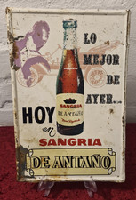 SANGRIA DE  ANTANO ALTES BLECHSCHILD METALLSCHILD WERBUNG DEKO VINTAGE MEXIKO
