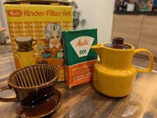 Melitta Kinder Filter Set Maisgelb Englischbraun Kanne Filter Steingut 70er Ovp