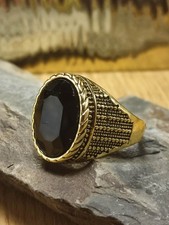 Herren Ring in Gold Gr 66 Fetter Stein sehr auffällig Vampir Satan Gothic