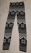 Damen Woll Leggings, Gr. L/XL, Schwarz/Weiß