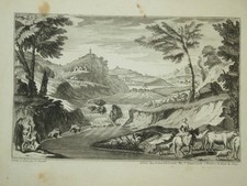 Nicolas GUERARD (1648-1719) GRAVUR XVII LANDSCHAFT ANIME ANGELN KREBSE? 1700