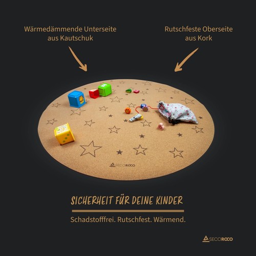 Runde spielmatte aus kork - runde,