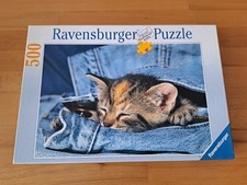Puzzle 500 Teile, vollständig, Tiermotiv (Katze) "Jeans Dreams" , Ravensburger