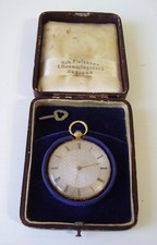 Antike Biedermeier Taschenuhr 18K / 750 Gold mit Etui Perret & Cie