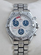 Breitling Transocean Chronograph Quartz Stahl Zifferblatt silber