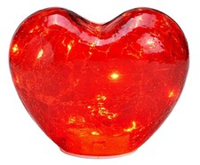 Dekoleuchte Herz Glas Rot