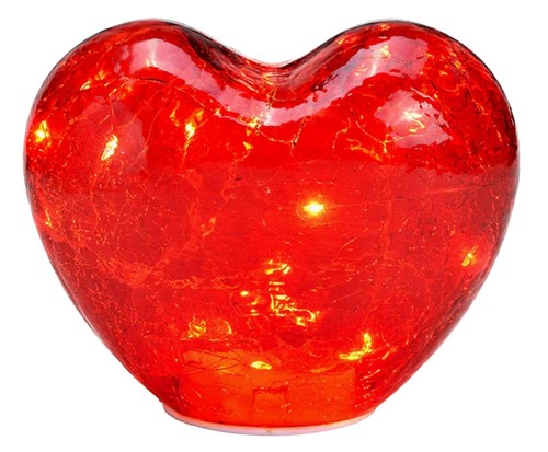 Dekoleuchte herz glas - glas, rot