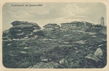 alte AK Brocken im Harz 1909, Teufelskanzel und Brocken-Hotel