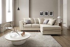 Ecksofa creme rechts L Form Samt wasserabweisend modern Komfort