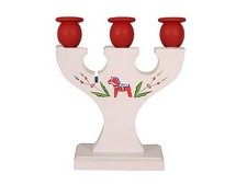 Schwedischer 3-armiger Leuchter Dalapferd weiß 22x18,5 cm