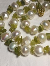 Herrliche echte Perlen-Jadekette Zuchtperlen