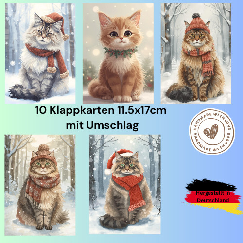 Grußkarten katzen wald - grußkarten,