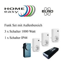 4 x Funksteckdosen Set 1000 Watt selbst lernendes System 1 x IP44 Außenbereich 