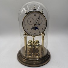 traumhafte Drehpendeluhr Tischuhr Hermle Mondphase Glasdom Datum Wochentag