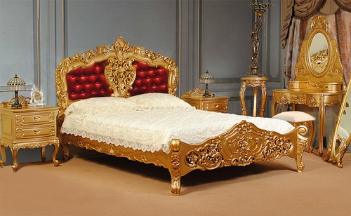 Gold rokoko barock bett - gold,