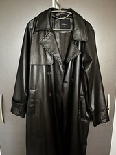 Ledermantel  Damen Trenchcoat Vintage Größe Gr. 40 Schwarz Echt Leder Top