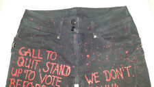 LIP SERVICE USA Punk Hose mit  Schrift Motive Gothic Vampire schwarz / rot Gr. S