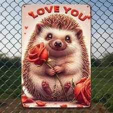 Blechschild Love You Igel mit